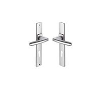 Vachette Set de Poignée de Porte sur Plaque SCULT - Version Clé I pour Porte d'Entrée/Cave/Abris de Jardin - Entraxe 195 mm - Matériau Zamak Résistant - Garantie 10 Ans - Finition Chrome Velours