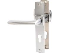 Vachette Set de Poignée de Porte sur Plaque SCULT - Version Clé I pour Porte Palière, Entraxe 195 mm - Pose Facile - en Zamak - Vis Extérieures Invisibles - Chrome Velours - Garantie 10 Ans