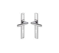 Vachette Set de Poignée de Porte sur Plaque SCULT - Version Clé I pour Porte Palière, Entraxe 195 mm - Pose Facile - en Zamak - Vis Extérieures Invisibles - Chrome Velours - Garantie 10 Ans