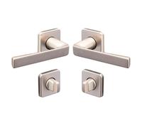 Vachette Set de Poignée de Porte sur Rosaces à Condamnation KAZA - pour Porte de WC et de Salle de Bain - Matériau Aluminium Résistant - Garantie 10 Ans - Finition Anodinox