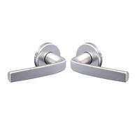 Vachette Set de Poignée de Porte sur Rosaces Bec de Cane Logio - pour Porte Cuisine, Salon - Garantie 10 ans - Rosaces Ø 52 mm non fournies - Matériau Aluminium Résistant - Finition Argent