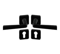 Vachette Set de Poignée de Porte sur Rosaces trou de cylindre KOYA - pour Porte de Chambre et de Bureau - Matériau Aluminium Résistant - Garantie 10 Ans - Finition Noir