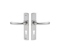 Vachette Set de Poignées de Porte sur Grande Plaque MUZE - Version Clé I, Porte d'Entrée, Bureau, Garage - Entraxe 195 mm - Pose Facile - Zamak Résistant - Finition Chrome Velours - Garantie 10 Ans