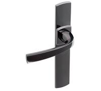 Vachette Set de Poignées de Porte sur Grande Plaque MUZE - Version Clé I, Porte d'Entrée, Bureau, Garage - Entraxe 195 mm - Pose Facile - Zamak Résistant - Finition Diamant Noir - Garantie 10 Ans