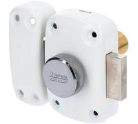Vachette Verrou de porte Bouton/Cylindre CYCLOP Blanc - Ouverture à Bouton intérieur, Clé extérieur - Cylindre ø 23 mm, Longueur 45 mm, 5 goupilles - Anti crochetage - 3 clés