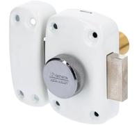 Vachette Verrou de porte Bouton/Cylindre CYCLOP Blanc - Ouverture à Bouton intérieur xtérieur - Cylindre ø 23 mm, Longueur 45 mm, 5 goupilles - Anti crochetage - 3 clés