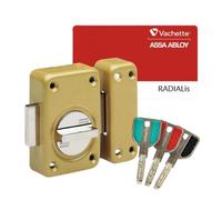 Vachette Verrou de porte Bouton/Cylindre RADIALis V136, Sécurité Maximum - Cylindre ø 25mm, Longueur 45mm, 10 goupilles - 67740/SC - Anti crochetage perçage arrachement - 3 clés et carte de propriété