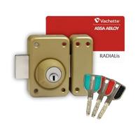 Vachette Verrou de porte Double Cylindre RADIALis V136, Sécurité Maximum - Cylindre ø 25mm, Longueur 45mm, 10 goupilles - 67743/SC - Anti crochetage perçage arrachement - 3 clés et carte de propriété
