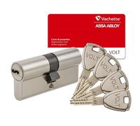 Vachette VOLT - Cylindre de Serrure 30x30 mm Nickelé, 6 Goupilles, Haute Sécurité - Portes intérieures, Portes extérieures, Porte d'entrée - 4 Clés brevetées réversibles, Carte de propriété