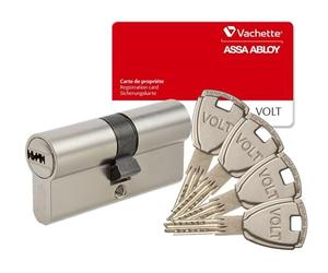 Vachette VOLT SYNKRO - Cylindre de Serrure Débrayable 30x30 mm Nickelé, 6 Goupilles, Haute Sécurité - Portes intérieures, Portes extérieures, d'entrée - 4 Clés brevetées réversibles Carte de propriété