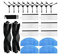 Vacking Pièces de rechange pour aspirateur Tikom G8000/G8000 Pro, Honiture G20/G20 Pro, Airzeen G20 Pro, Laresar Evol 3/Evol 3s, 2 brosses à rouleaux, 4 serpillères, 6 filtres, 10 brosses latérales, 1