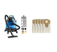 Vacmaster VQ1220PFC-03 Aspirateur Eau et poussière 1250W 20L | Lot de 5 Sacs à poussière universels pour aspirateurs secs et humides-20L
