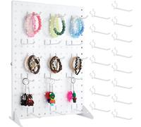 VACONICO Présentoir avec 15 crochets, étagère de bureau en métal perforé pour salons d'artisanat, foires, magasins de détail, vendeurs de finition d'art et d'artisanat - 43 x 33 cm et blanc