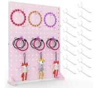 VACONICO Présentoir avec 15 crochets, étagère de bureau en métal pour salons d'artisanat, foires, magasins de détail, vendeurs de finition d'art et d'artisanat - 43 x 33 cm et rose