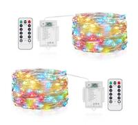 Vacoulery Guirlande LED à Pile, 2 Packs 5M 50LED Guirlande Lumineuse LED, Mini Guirlande Led Étanche Guirlande avec 8 Programme Interieure Décorative pour Jardin, Mariage, Fête, Noël