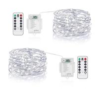 Vacoulery Guirlande LED à Pile, 2 Packs 5M 50LED Guirlande Lumineuse LED, Mini Guirlande Led Étanche Guirlande avec 8 Programme Interieure Décorative pour Jardin, Mariage, Fête, Noël