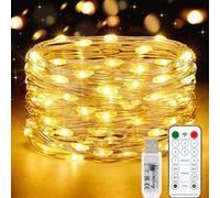 Vacoulery Guirlande Lumineuse, 10M 100 LED USB Fairy Lights 8 Modes Minuteur Etanche Lumière avec Télécommande pour Chambre Mariage Soirée Jardin