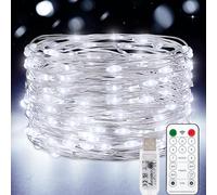 Vacoulery Guirlande Lumineuse, 10M 100 LED USB Fairy Lights 8 Modes Minuteur Etanche Lumière avec Télécommande pour Chambre Mariage Soirée Jardin