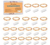 Vacoulery Guirlande Lumineuse à Piles, Lot de 20 1M 10 LED Guirlande Lumineuse Étanche Guirlande LED à Pile Guirlande Lumineuse Intérieur pour Fête, Mariage, Décoration Anniversaire, Blanc Chaud