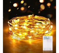 Vacoulery Guirlande Lumineuse LED à Piles 2M 20 LEDs Mini Guirlande LED avec Minuterie Interieur Extérieur Décoration Lumière pour Chambre Noël Mariage Anniversaire Soirée (1 Pièces, Blanc Chaud)