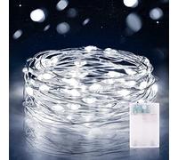 Vacoulery Guirlande Lumineuse LED à Piles 2M 20 LEDs Mini Guirlande LED avec Minuterie Interieur Extérieur Décoration Lumière pour Chambre Noël Mariage Anniversaire Soirée (1 Pièces, Blanc Froid)