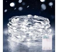 Vacoulery Guirlande Lumineuse LED à Piles 3 Mètres 9.85FT 30LED Micro Guirlande Led Pile Interieur et Extérieur pour Chambre Noël Mariage Sapin Bocaux Décoration (1 Pièce, Blanc Froid)