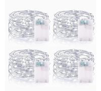 Vacoulery Guirlande Lumineuse LED à Piles 3 Mètres 9.85FT 30LED Micro Guirlande Led Pile Interieur et Extérieur pour Chambre Noël Mariage Sapin Bocaux Décoration (4 Pièces, Blanc Froid)