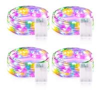 Vacoulery Guirlande Lumineuse LED à Piles 3 Mètres 9.85FT 30LED Micro Guirlande Led Pile Interieur et Extérieur pour Chambre Noël Mariage Sapin Bocaux Décoration (4 Pièces, Coloré)