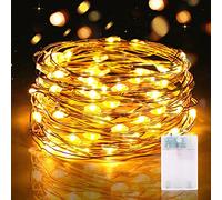 Vacoulery Guirlande Lumineuse LED à Piles 5M 16.5FT 50LED Micro Guirlande Led Pile Interieur et Extérieur pour Chambre Noël Mariage Sapin Bocaux Décoration (1 Pièce, Blanc Chaud)