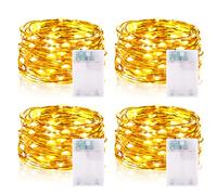 Vacoulery Guirlande Lumineuse LED à Piles 5M 16.5FT 50LED Micro Guirlande Led Pile Interieur et Extérieur pour Chambre Noël Mariage Sapin Bocaux Décoration (4 Pièces, Blanc Chaud)