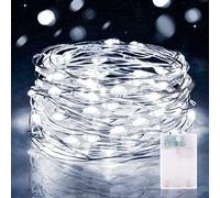Vacoulery Guirlande Lumineuse LED à Piles 5M 16.5FT 50LED Micro Guirlande Led Pile Interieur et Extérieur pour Chambre Noël Mariage Sapin Bocaux Décoration (1 Pièce, Blanc Froid)