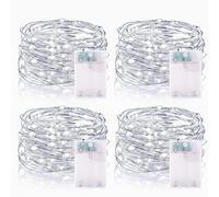 Vacoulery Guirlande Lumineuse LED à Piles 5M 16.5FT 50LED Micro Guirlande Led Pile Interieur et Extérieur pour Chambre Noël Mariage Sapin Bocaux Décoration (4 Pièces, Blanc Froid)