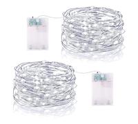 Vacoulery Guirlande Lumineuse LED à Piles 5M 16.5FT 50LED Micro Guirlande Led Pile Interieur et Extérieur pour Chambre Noël Mariage Sapin Bocaux Décoration (2 Pièces, Blanc Froid)