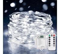 Vacoulery Guirlande Lumineuse LED avec Minuterie, 1 Pack 5M 50LED Guirlande Lumineuse à Piles Etanche Lumière Guirlande 8 Modes Décoration Intérieur pour Chambre Mariage Soirée Jardin