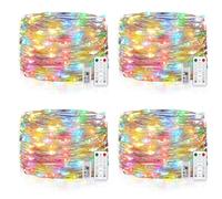 Vacoulery Guirlande Lumineuse, Lot de 4 USB Fairy Lights 10M 100 LED 8 Modes Minuteur Etanche Lumière avec Télécommande pour Chambre Mariage Soirée Jardin