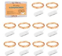 Vacoulery Guirlande Lumineuse Pile, 1M 10 LED Guirlandes lumineuses à LED, Lot de 10 Blanc Chaud Guirlande Lumineuse Chambre pour Fête Anniversaire Soirée Fête Jardin