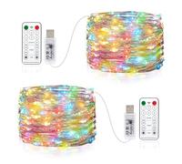 Vacoulery Lot de 2 Guirlande Lumineuse, 10M 100 LED USB Fairy Lights 8 Modes Minuteur Etanche Lumière avec Télécommande pour Chambre Mariage Soirée Jardin
