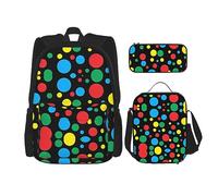 vacsAX Alien Smoke Sac à dos imperméable léger (3 pièces) avec sac à déjeuner, trousse à crayons pour le bureau et l'école, Twister Pois, Taille unique