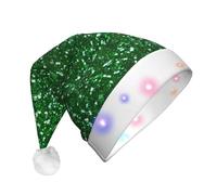 vacsAX Chapeau de Noël festif lumineux à LED Plusieurs modes clignotants - Parfait pour les fêtes de fin d'année et les célébrations ! Paillettes vertes scintillantes
