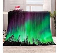 VACSAX Couverture Canapé 3D Aurore Boréale Verte Impression Chaud Couverture Salon Douce Microfibre Jeté De Canapé, Couverture Polaire 130x150 Adulte Flanelle Douce Et Chaude, Plaid Couverture Lit