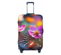 Vacsax Housse de bagage de voyage lavable, anti-rayures avec fermetures éclair dissimulées, housse de bagage colorée à petites fleurs pour bagages de 45,7 à 81,3 cm, Noir , M