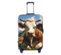 Vacsax Housse de bagage de voyage lavable, anti-rayures avec fermetures éclair dissimulées, jolies vaches détendues sur l'herbe, convient aux bagages de 45,7 à 81,3 cm, Noir , L