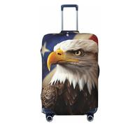 Vacsax Housse de bagage lavable anti-rayures avec fermetures éclair dissimulées aigle avec drapeau américain pour bagages de 45,7 à 81,3 cm, Noir , L
