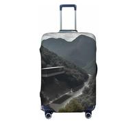 Vacsax Housse de bagage lavable anti-rayures avec fermetures éclair dissimulées Architecture Montagnes Voyage Housse de bagage Convient aux bagages de 45,7 à 81,3 cm, Noir , L