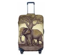 Vacsax Housse de bagage lavable anti-rayures avec fermetures éclair dissimulées éléphant asiatique avec arbre pour bagages de 45,7 à 81,3 cm, Noir , M