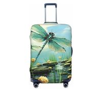 Vacsax Housse de bagage lavable anti-rayures avec fermetures éclair dissimulées et libellules en avion pour bagages de 45,7 à 81,3 cm, Noir , L