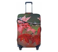 Vacsax Housse de bagage lavable anti-rayures avec fermetures éclair dissimulées Motif feuilles rouges Pour bagages de 45,7 à 81,3 cm, Noir , L