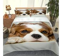 VACSAX Housse De Couette 200x200, Couette Imprimée 3D Chien Animal Motif Parure De Lit en Microfibre, Housse De Couette avec Fermeture Éclair, Literie Set avec 2 Taie d'oreiller 65x65 Cm