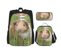 vacsAX Joli sac à dos imperméable léger avec sac à déjeuner, trousse à crayons pour bureau, école, Joli cochon d'Inde., Taille unique