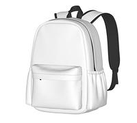 vacsAX Sac à dos blanc uni pour ordinateur portable, université, affaires, voyage, pour hommes, femmes, adolescents, filles, garçons, enfants à l'école, Noir , taille unique